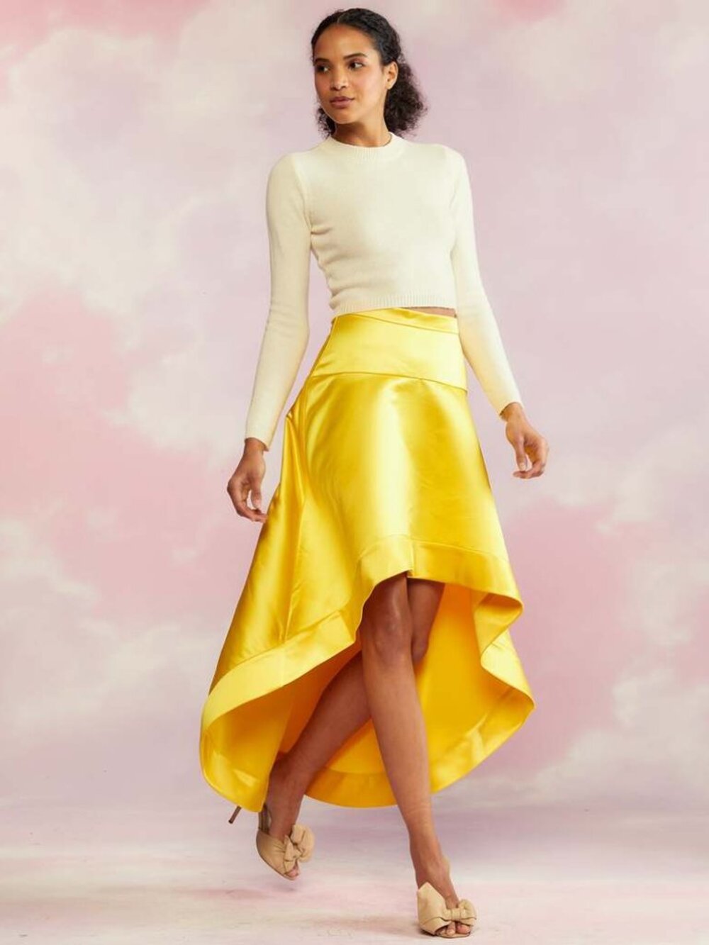 Cynthia Rowley Livia Hi Low Satin Skirt